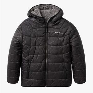 Eddie Bauer Kids Reversible Black Puffer and Gray Plush Jacket
